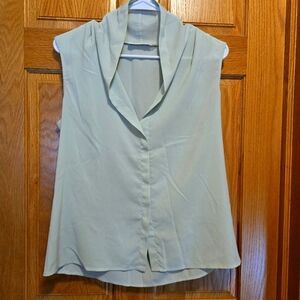 Calvin Kleim Elegant Sleeveless Top in Light Green, Size Medium